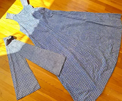 Vtg 1969 Marimekko Blue Maxi DRESS Cotton Mcm Belt 1960s Print Design Research • $579.99