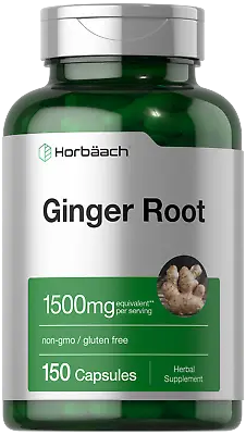 Ginger Root Capsules 1500 Mg | 150 Pills | Non-GMO Gluten Free | By Horbaach • $11.49