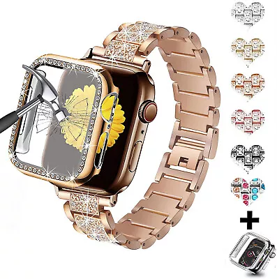 Bling IWatch Band Strap Diamond Case For Apple Watch Series SE 9 8 7 6 5 4 3 2 1 • £12.59