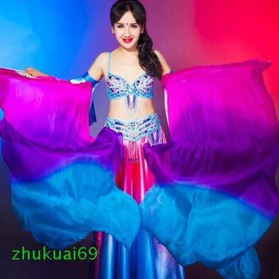 £19.08 • Buy Wow! 100% Silk Thick Veil Belly Dance Fan A Pair Of Left+right 5ft / 6ft Long