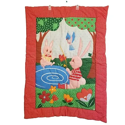 Home Store Bunny Rabbits Fishing Quilt Baby Blanket Comforter Crib Toddler Bed G • $39.97