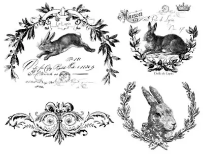 Vintage French Advertising Bunnies Furniture Transfers Waterslide Decals MIS608 • $12.99