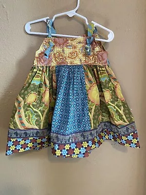 Matilda Jane You & Me Leona Knot Dress - No Belt - Floral Scottie Dogs Size 18mo • $25