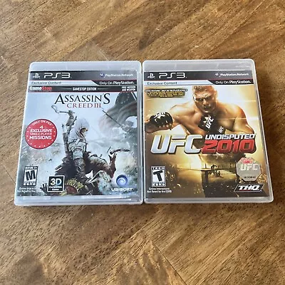 UFC Undisputed 2010 (PS3 PlayStation 3) + Assasins Creed 3 - ONE OWNER COMPLETE • $9.74