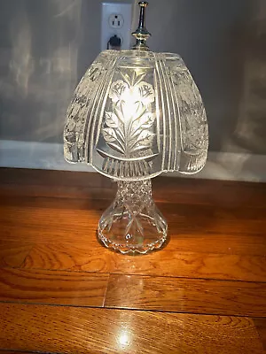Vintage Cut Crystal Glass Lamp Boudoir Small Table Night Light Accent Lamp USA • $34