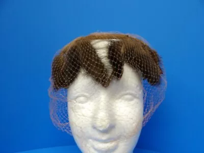 Vtg Women's Mink Hat Veiled Netting Union Made ONE SIZE • $15