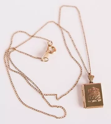 1940's VINTAGE 12K GOLD FILLED Small Book Photo PHOTO LOCKET PENDANT NECKLACE • $37.99