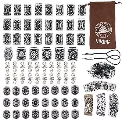 81Pcs Hair Tube Beads Norse Vikings Runes Hair Beard Beads For Bracelets  • $18.21