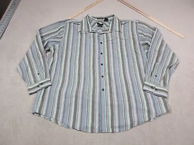 Van Heusen Shirt Mens XXL 2XL 18-18.5 Button Up Shirt Gray Beige Blue Fitted • $1.79