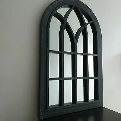 £24.99 • Buy Large Black WINDOW STYLE WALL HALLWAY Arched Rustic Vintage WINDOW MIRROR 76x51
