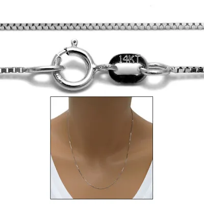 $67.18 • Buy Guaranteed Genuine 14K White Gold Box Chain Necklace 0.6mm 16 -24 