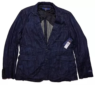 POLO RALPH LAUREN Men's Morgan Two Button Blazer Jacket Denim Blue 44 R ~ New • $299.99