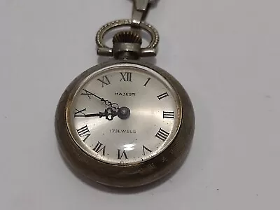 Vintage Majesti 17 Jewel Wind Up Pendant Pocket Watch France Working Unisex • $99.99