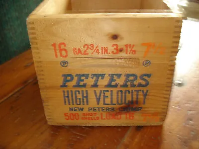 Peters High Velocity Wood Ammo Box Ammunition Vintage Crate 16 Ga • $155