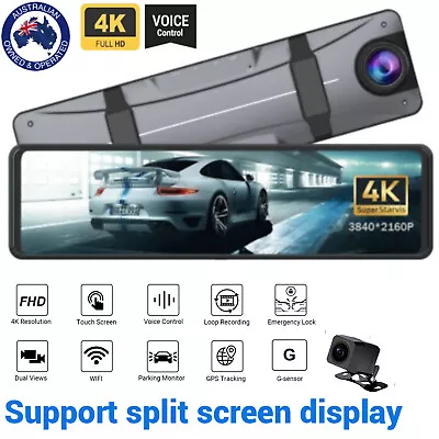 12  4K Rearview Mirror Dash Cam GPS WiFi Car DVR Video Recorder Reversing Camera • $123.96