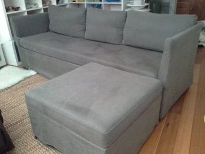 $200 • Buy Ikea Ex.cond Fabric 3 Seater + Chaise/sectional Folds To A Double Bed