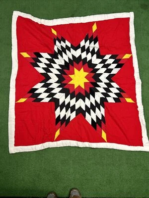 $18 • Buy Vintage Quilt Handmade Lone Star Quilt 56  X 55”
