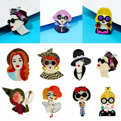 Acrylic Modern Lady Girl Fashion Brooches Lapel Pins Jewellery Women Men Gift • £3.83