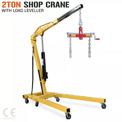 Hydraulic 2 Ton Folding Shop Crane With Load Leveller - Engine Hoist Lifter • $395