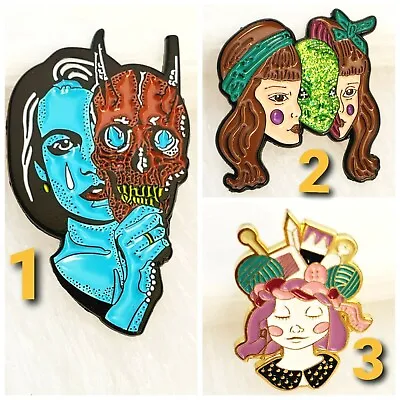 Girl Face Mask Novelty Face Pin Brooch Badge Enamel Jewellery Accessories • £3.95