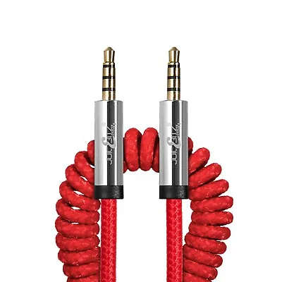 JuicEBitz® 3.5mm To 3.5mm Braided Coiled Retractable Stereo Audio Jack AUX Lead • £12.99