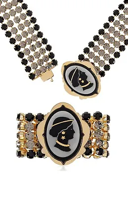 MIU MIU By Prada Gold-Plated Crystal Cameo Bracelet • $190