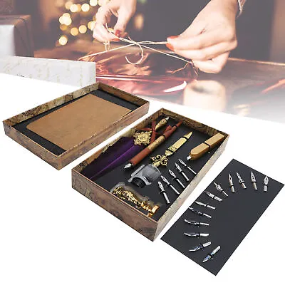 Feather Pen Set Calligraphy Writing Drawing Quill Dip Pen Vintage Collection 2BD • $20.43