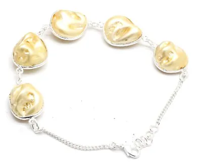 925 Sterling Silver Mother Of Pearl Gemstone Jewelry Bracelet Size-7-8  • $16.99