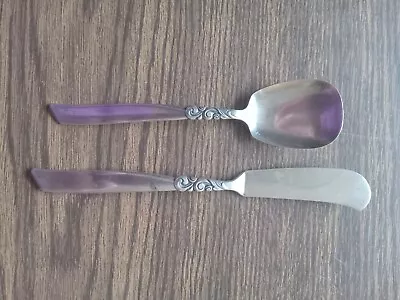 Oneida Community South Seas Master Butter Knife & Sugar Spoon Silver Plate • $7.50