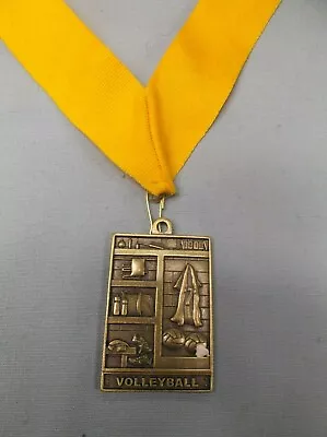 Volleyball Locker Medal With Wide Yellow Neck Drape Trophy Award  • $1.99