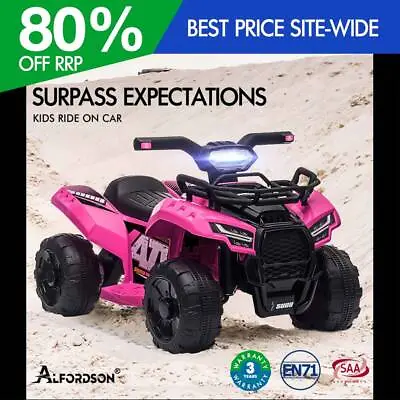 ALFORDSON Kids Ride On Car Electric ATV Toy 25W Motor W/ USB MP3 LED Lights Pink • $84.95