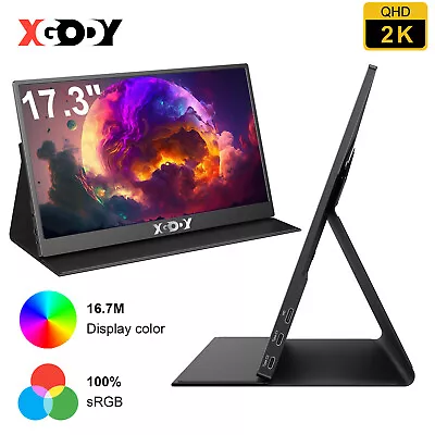 XGODY 2K Portable Monitor 17.3  QHD 2560*1440p IPS Extender USB Type-C HDMI VESA • $234.99