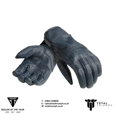 GENUINE Triumph Motorcycles Cali Leather Gloves Blue NEW 2023 - MGVS2359 • $89.61