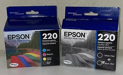 EPSON GENUINE 220 Black Cyan Magenta Yellow Ink Cartridges Exp 2025/2026 • $32.99