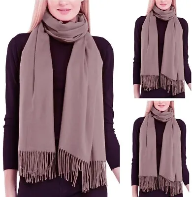 Cashmere Scarf Champagne Wool Blend Shawl Ladies Large Thick Luxury Warm Scarves • £11.20