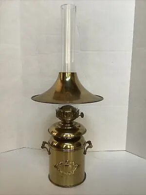 Vintage P&A Heavy Brass Milk Can Shape Hurricane Oil Lamp W/ Shade & Chimney • $95