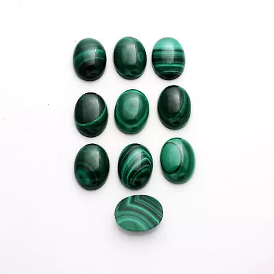 Natural Malachite 8x6 Mm - 10x8 Mm Oval Cabochon 6 Pcs Mix Lot Loose Gemstone S • $17.86