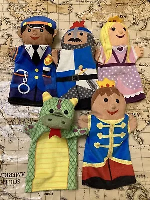 Melissa And Doug Palace Pals Hand Glove Puppets King Queen Dragon Knight Police • £4.99