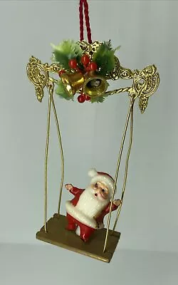 Vintage Father Christmas Santa Swinging Tree Hanging Ornament Rare • £22.99