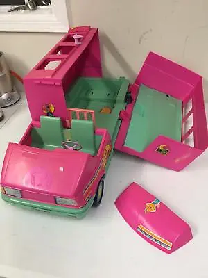 $22.95 • Buy Barbie Magical Motor Home Van Camper RV Pink Green Mattel As Is Missing Pieces