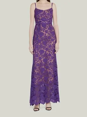 $ 795 Marchesa Notte Lace Formal Gown Women's Long Dress W/Velvet Crossover Belt • $299.99