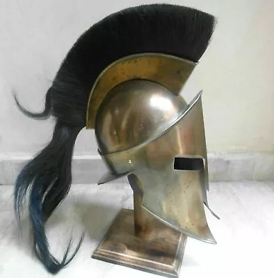 300 Spartan Leonidas Movie King Helmet Medieval Roman Larp Greek Plume Black New • $95