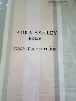 Laura Ashley Awning Stripe Hedgerow Curtains - 64 W X 54 L (W162cm X L137cm) NEW • £120