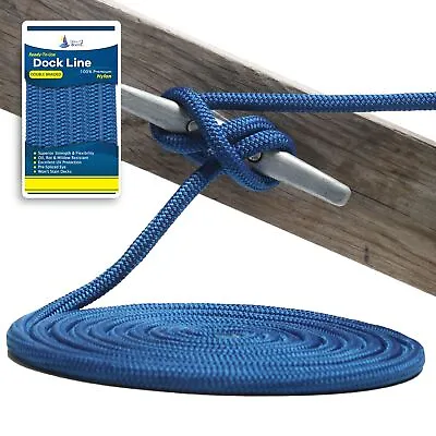 5/8  X 15' - Royal Blue Durable Double Braided Nylon Dock Line - For Boats Up • $26.98