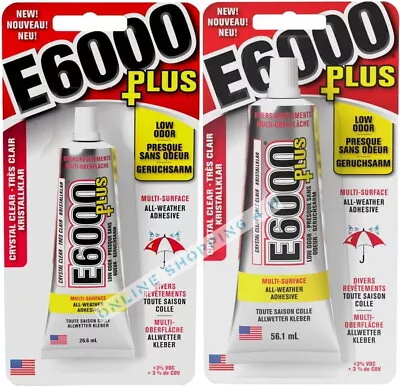 E6000 Plus Craft Clear Glue Waterproof Strong Flexible Adhesive Wood Glass Gems • £15.49