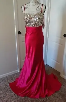 NWT Flirt Maggie Sottero Sheath Beaded Bust Red Prom Sz 10 Dress  • $105