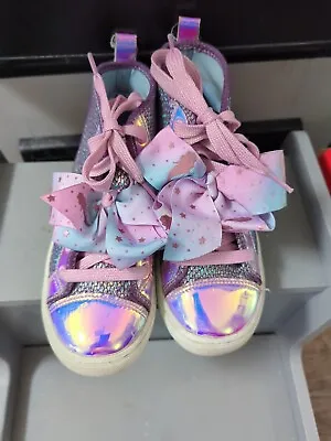 Jojo Siwa MERMAID Bow Iridescent Scales High Top Sneakers Tennis Shoes - Size 2 • $14