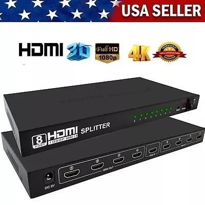 8 Port HDMI Splitter Switch Repeater Amplifier Video Split Hub 3D 4K HD 1080P • $34.99