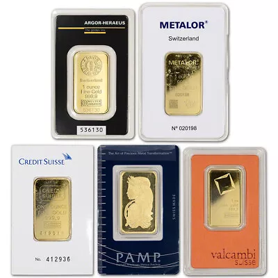 1 Oz. Gold Bar - Random Brand - Secondary Market - 999.9 Fine In Assay • $2469.61