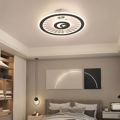 Modern Ceiling Fan Light 3-Speed Flush Mount Fan Lamp LED Chandelier With Remote • $49.40